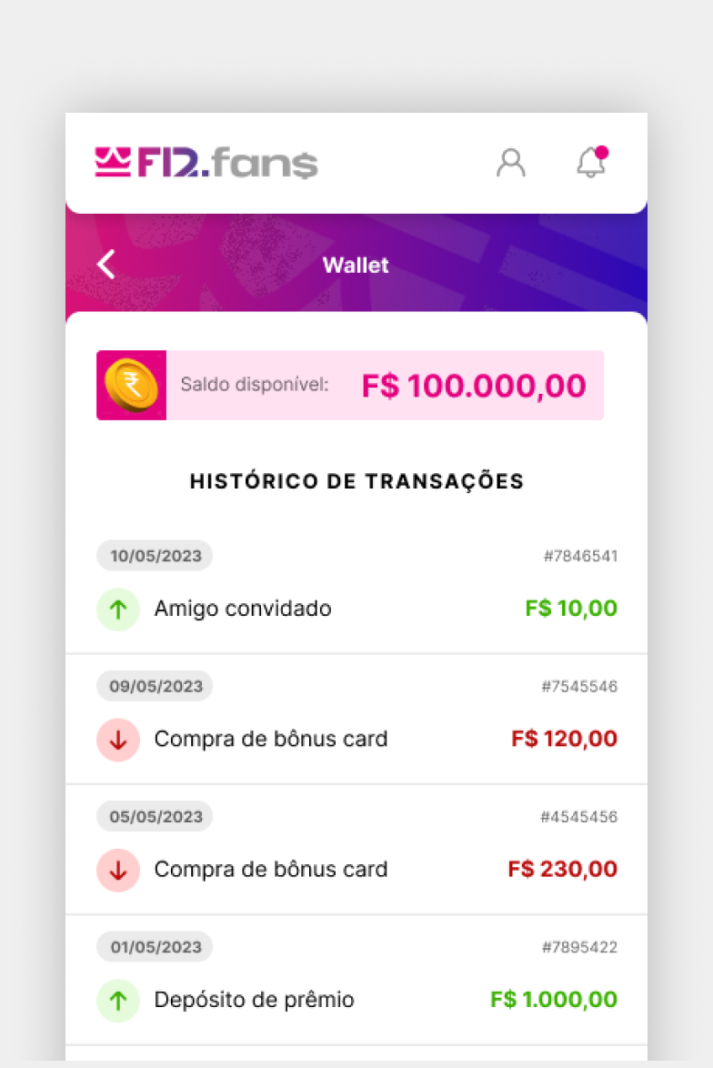 Extrato da wallet